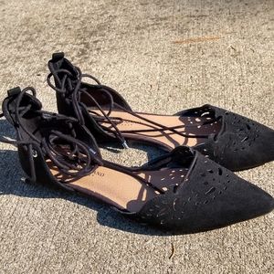 Christian Siriano Black Pointed Ballet Flats Sz 8